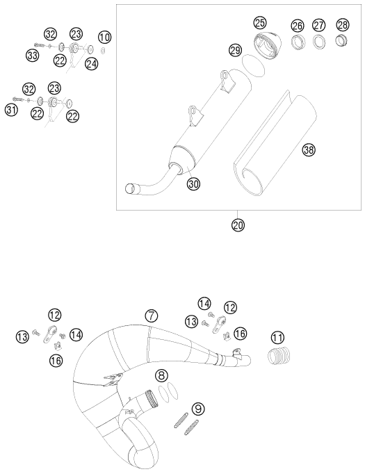 Sprängskiss: Exhaust System – KTM 200 XC 2009
