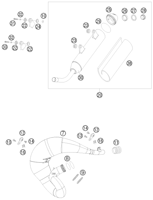Sprängskiss: Exhaust System – KTM 200 XC-W 2009