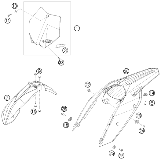 Sprängskiss: Mask, Fenders – KTM 300 XC-W 2011