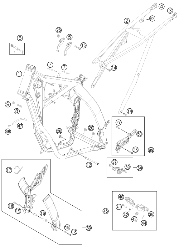 Sprängskiss: Frame – KTM 250 EXC 2011