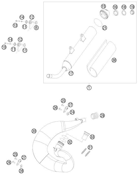 Sprängskiss: Exhaust System – KTM 250 EXC SIX-DAYS 2009