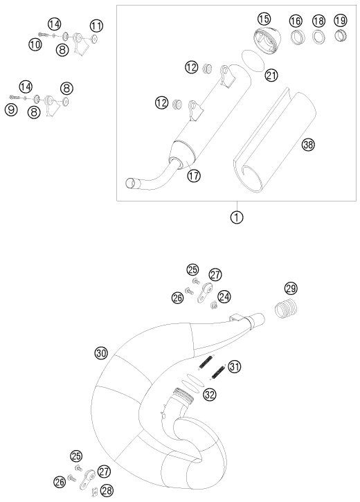 Sprängskiss: Exhaust System – KTM 250 SX 2010