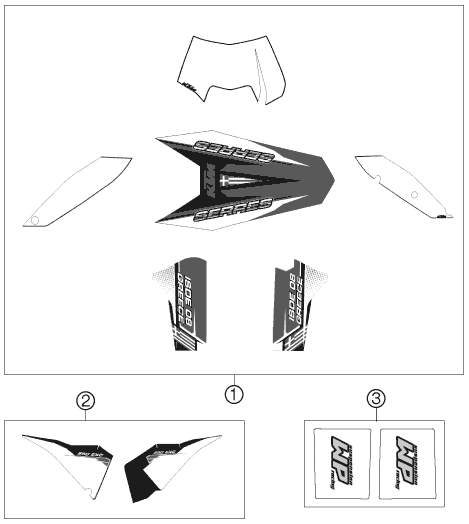 Sprängskiss: Decal – KTM 250 EXC SIX-DAYS 2009