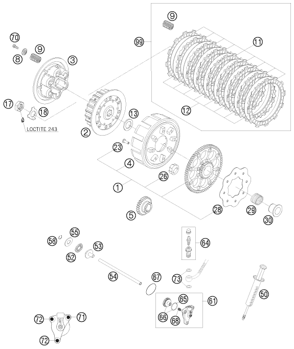 Sprängskiss: Clutch – KTM 300 XC-W 2011