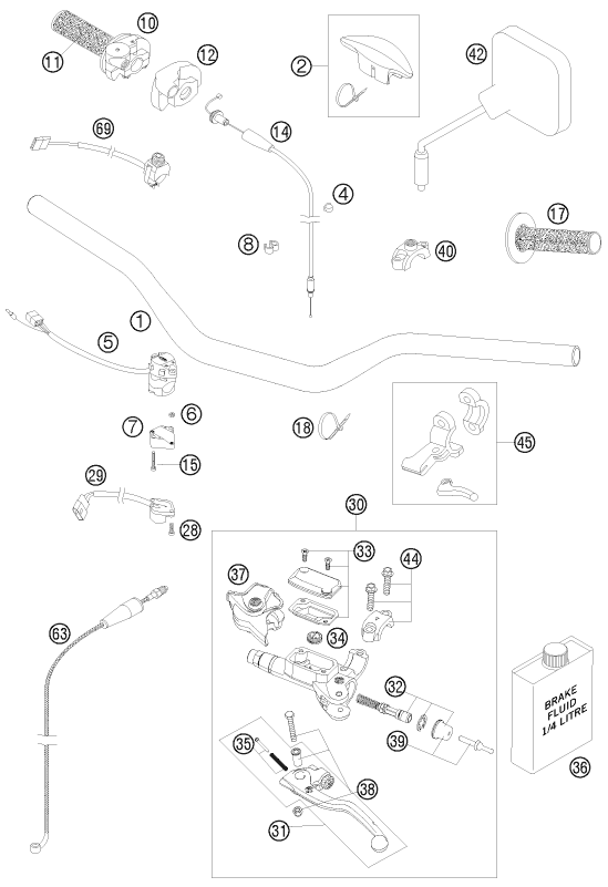 Sprängskiss: Handlebar, Controls – KTM 300 EXC 2009