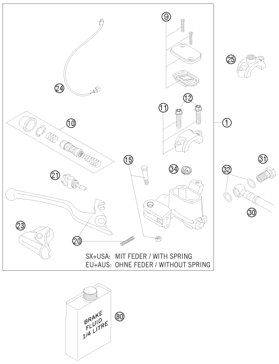 Sprängskiss: Front Brake Control – KTM 250 EXC-F 2011