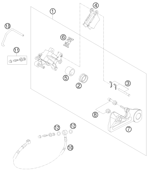 Sprängskiss: Rear Brake Caliper – KTM 450 XC-W SIX DAYS 2011