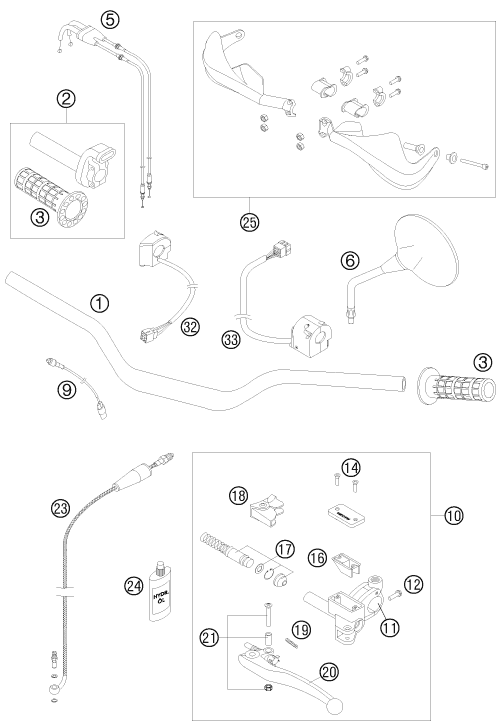 Sprängskiss: Handlebar, Controls – KTM 990 ADVENTURE R 2010