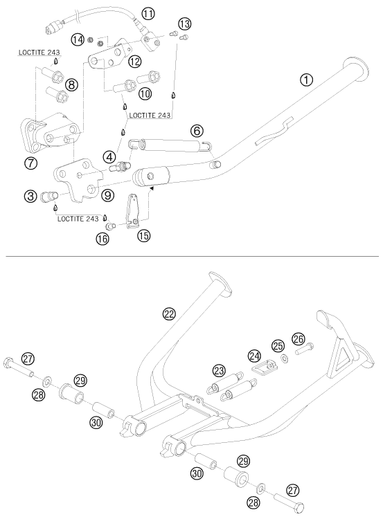 Sprängskiss: Side / Center Stand – KTM 990 ADVENTURE R 2010