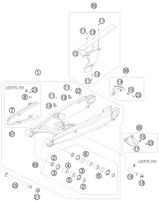 Sprängskiss: Swing Arm – KTM 990 ADVENTURE R 2010
