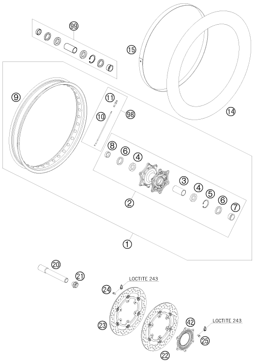 Sprängskiss: Front Wheel – KTM 990 ADVENTURE LIM. EDIT. 2010