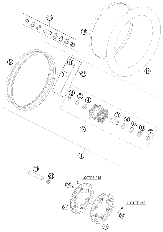 Sprängskiss: Front Wheel – KTM 990 ADVENTURE R 2010