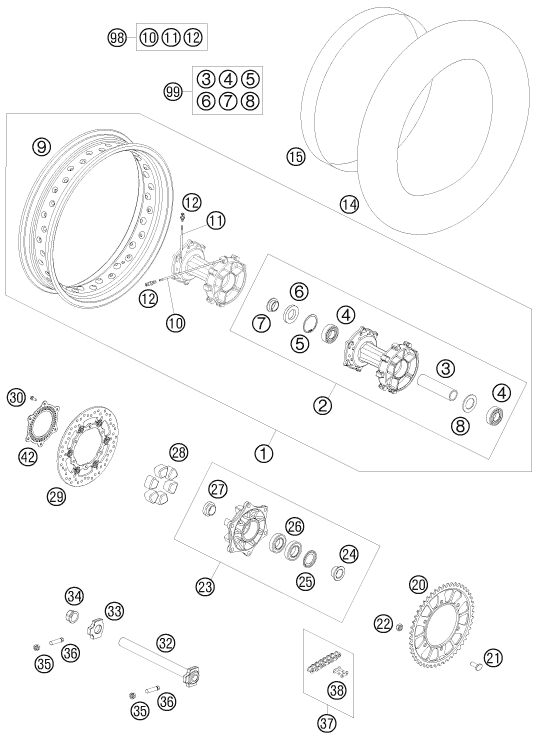 Sprängskiss: Rear Wheel – KTM 990 ADVENTURE LIM. EDIT. 2010