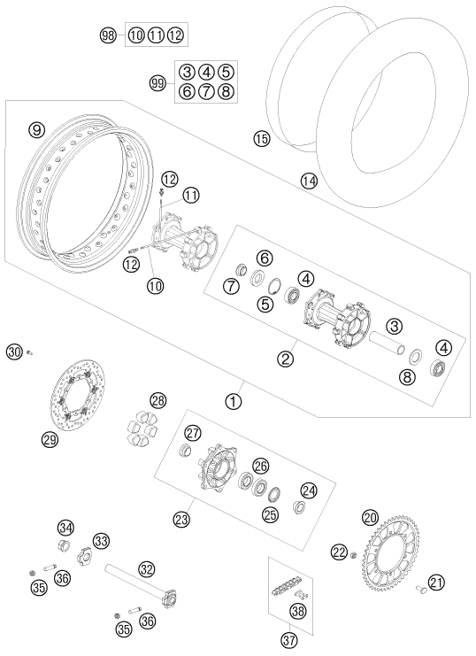 Sprängskiss: Rear Wheel – KTM 990 ADVENTURE R 2010