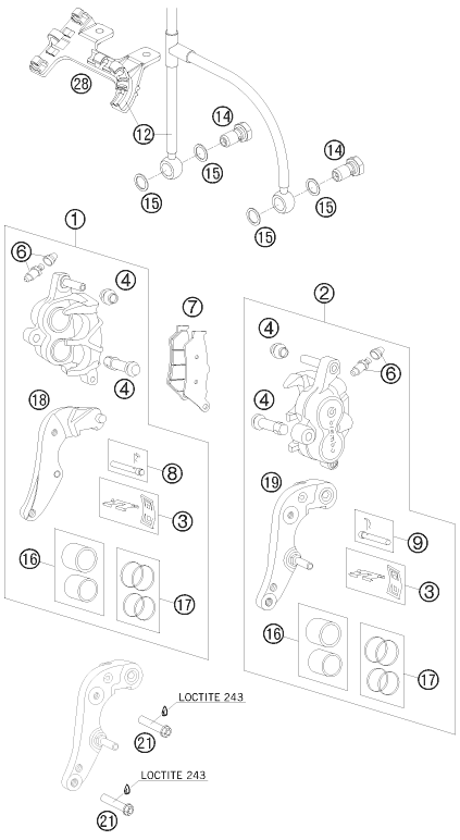 Sprängskiss: Front Brake Caliper – KTM 990 ADVENTURE R 2010