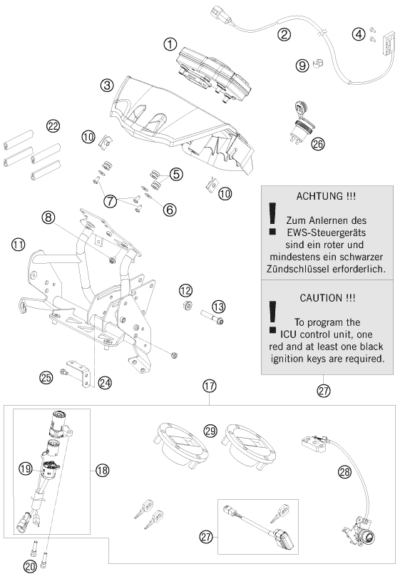 Sprängskiss: Instruments / Lock System – KTM 990 ADVENTURE R 2010