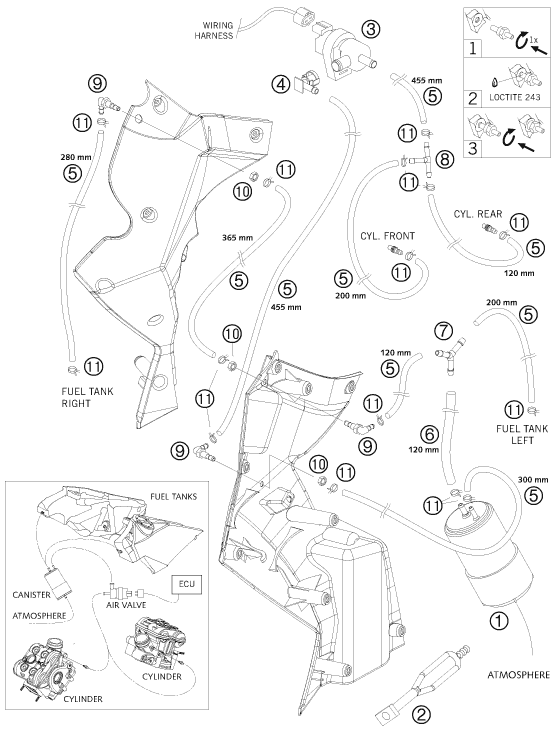 Sprängskiss: Evaporative Canister – KTM 990 ADVENTURE R 2009