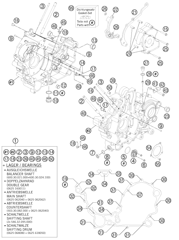 Sprängskiss: Engine Case – KTM 990 ADVENTURE R 2010