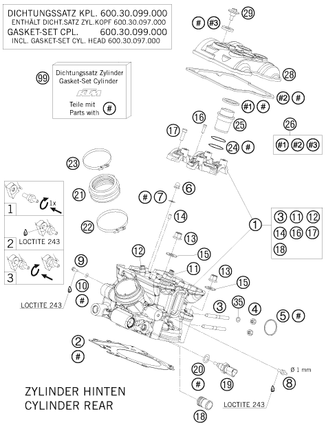Sprängskiss: Cylinder Head Rear – KTM 990 ADVENTURE R 2010