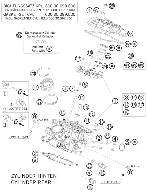 Sprängskiss: Cylinder Head Rear – KTM 990 ADVENTURE R 2009