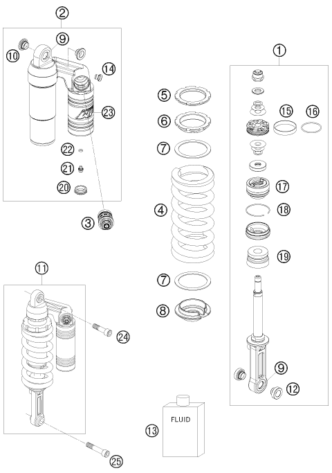 Sprängskiss: Shock Absorber – KTM 990 SUPER DUKE ORANGE 2010