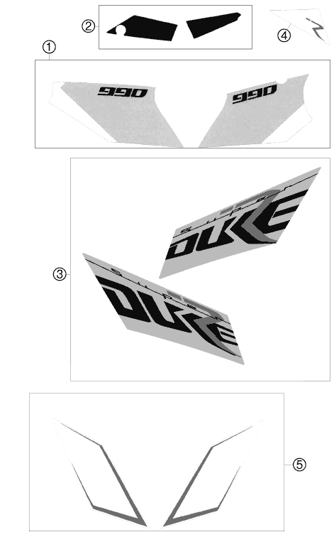 Sprängskiss: Decal – KTM 990 SUPER DUKE R 2010