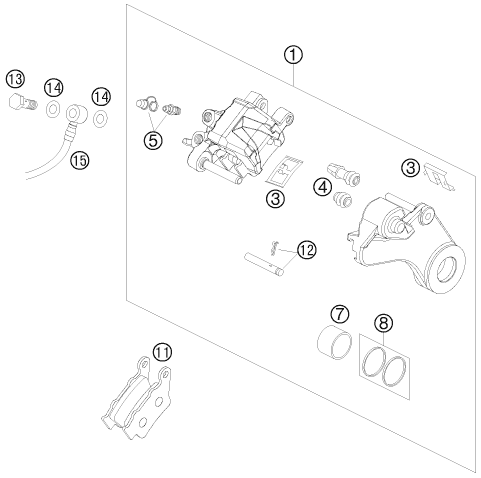 Sprängskiss: Rear Brake Caliper – KTM 990 SUPER DUKE ORANGE 2010