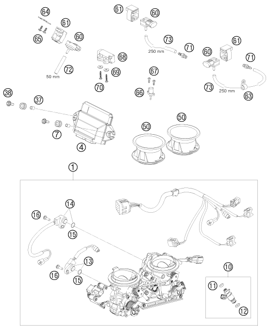 Sprängskiss: Throttle Body – KTM 990 SUPER DUKE BLACK 2008