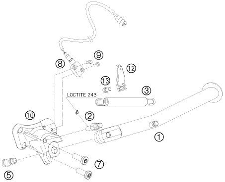 Sprängskiss: Side / Center Stand – KTM 990 SUPERMOTO T ORANGE