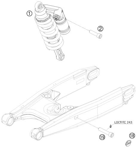 Sprängskiss: Shock Absorber – KTM 990 SUPERMOTO R 2010
