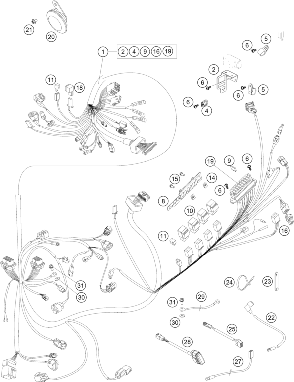 Sprängskiss: Wiring Harness – KTM 990 SUPERMOTO T ORANGE