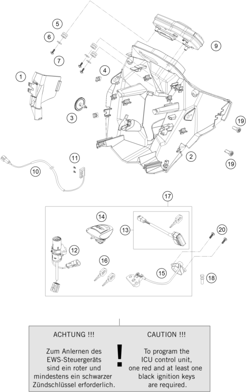 Sprängskiss: Instruments / Lock System – KTM 990 SUPERMOTO T SILVER 2009