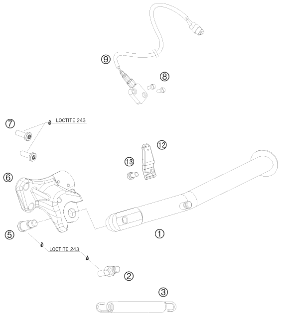 Sprängskiss: Side / Center Stand – KTM 990 Supermoto orange 2009