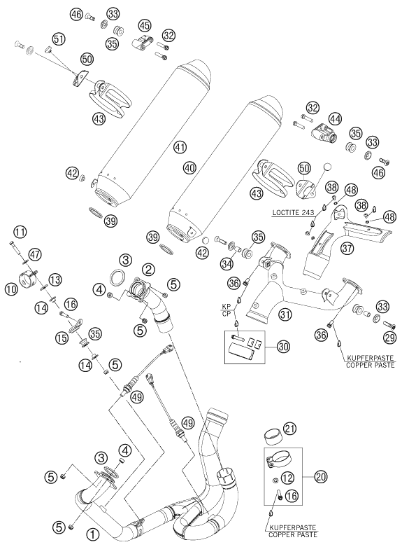 Sprängskiss: Exhaust System – KTM 990 SUPERMOTO R 2010