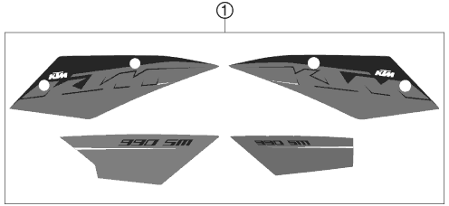 Sprängskiss: Decal – KTM 990 Supermoto orange 2009