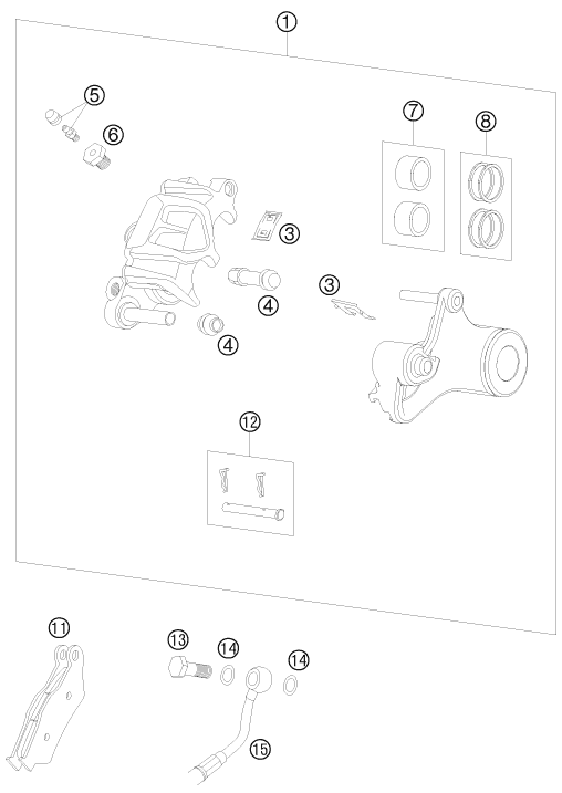 Sprängskiss: Rear Brake Caliper – KTM 990 Supermoto orange 2009