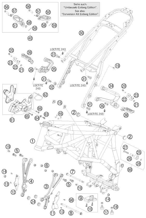 Sprängskiss: Frame – KTM 950 SUPER ENDURO ERZBERG 08