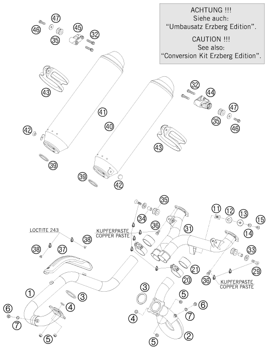Sprängskiss: Exhaust System – KTM 950 SUPER ENDURO ERZBERG 08