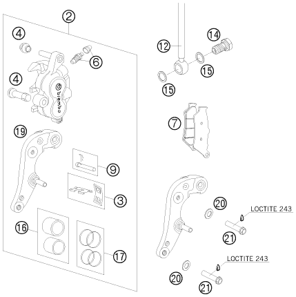 Sprängskiss: Front Brake Caliper – KTM 950 SUPER ENDURO ERZBERG 08