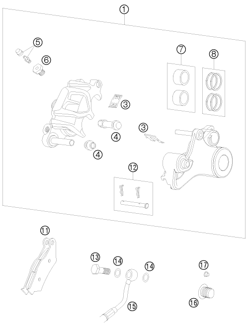 Sprängskiss: Rear Brake Caliper – KTM 950 SUPER ENDURO ERZBERG 08