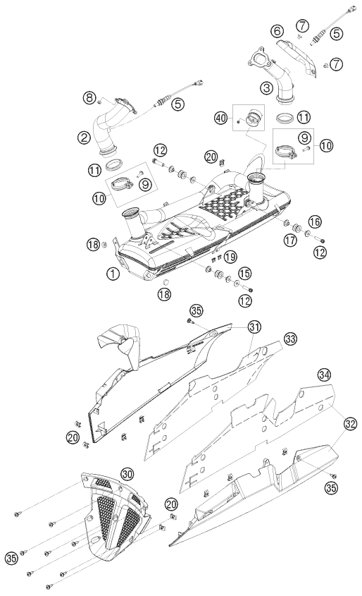 Sprängskiss: Exhaust System – KTM 1190 RC 8 R 2009