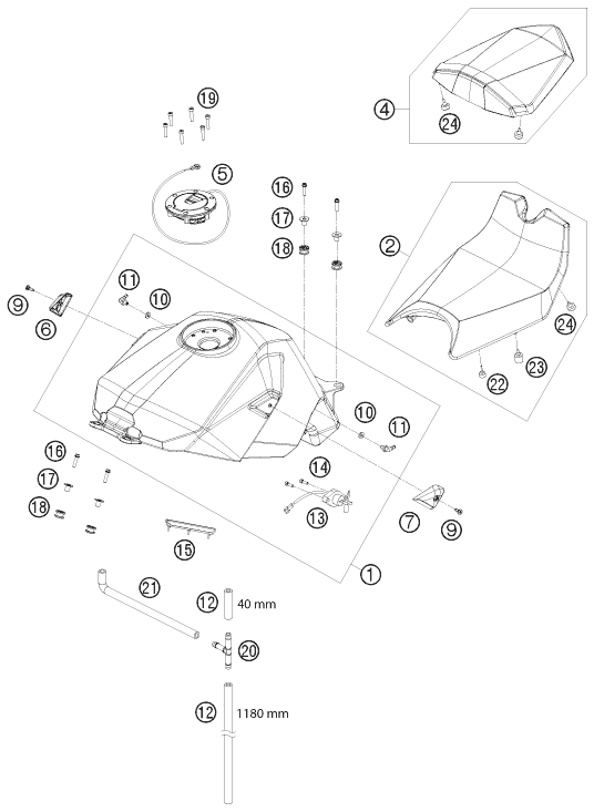Sprängskiss: Tank, Seat – KTM 1190 RC 8 BLACK RRS 2009