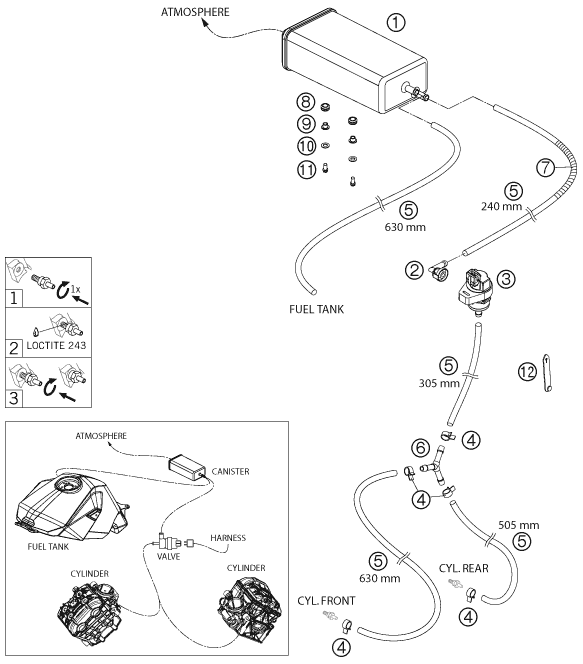 Sprängskiss: Evaporative Canister – KTM 1190 RC 8 R 2009