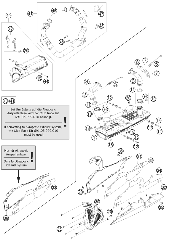 Sprängskiss: Exhaust System – KTM 1190 RC 8R LIM.ED. RED BULL 09