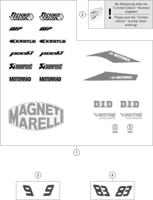 Sprängskiss: Decal – KTM 1190 RC 8R LIM.ED. RED BULL 09