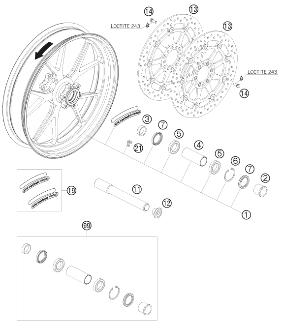 Sprängskiss: Front Wheel – KTM 1190 RC 8 R 2009