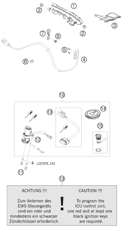 Sprängskiss: Instruments / Lock System – KTM 1190 RC 8 R 2009