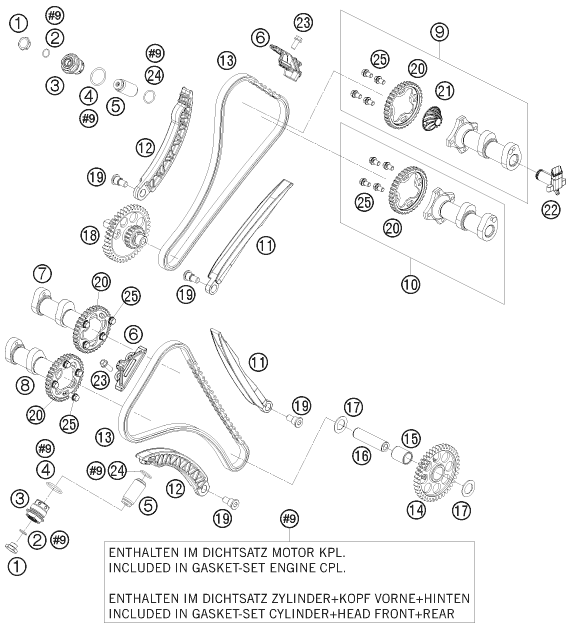 Sprängskiss: Timing Drive – KTM 1190 RC 8 R 2009