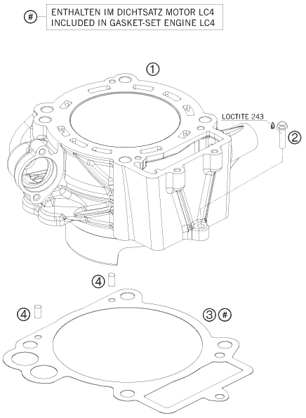 Sprängskiss: Cylinder – KTM 690 DUKE ORANGE 2009