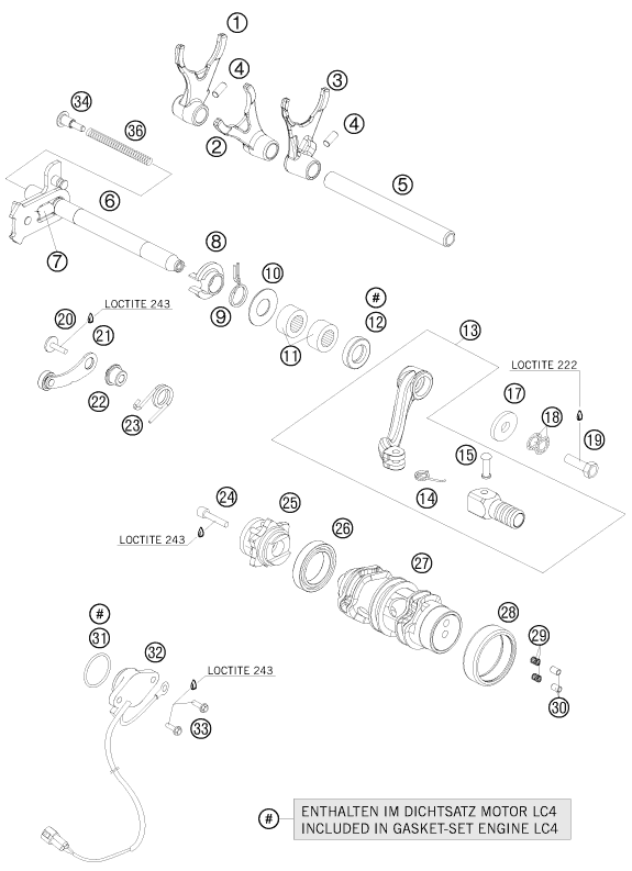 Sprängskiss: Shifting Mechanism – KTM 690 DUKE ORANGE 2009